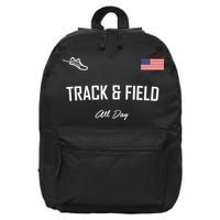 Track And Field Gifts Track Field All Day Usa Flag 16 in Basic Backpack