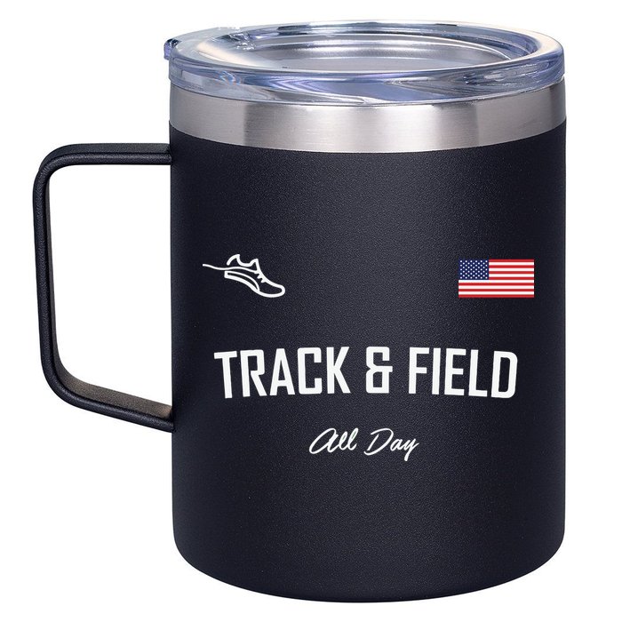 Track And Field Gifts Track Field All Day Usa Flag 12oz Stainless Steel Coffee Mug