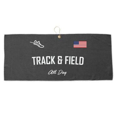 Track And Field Gifts Track Field All Day Usa Flag Large Microfiber Waffle Golf Towel