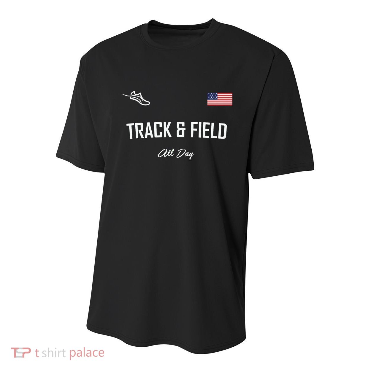 Track And Field Gifts Track Field All Day Usa Flag Youth Performance Sprint T-Shirt