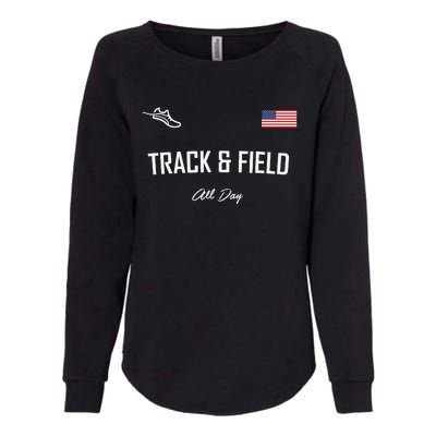 Track And Field Gifts Track Field All Day Usa Flag Womens California Wash Sweatshirt