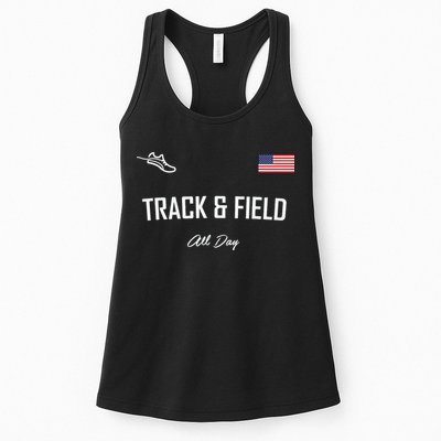 Track And Field Gifts Track Field All Day Usa Flag Womens Tank Top