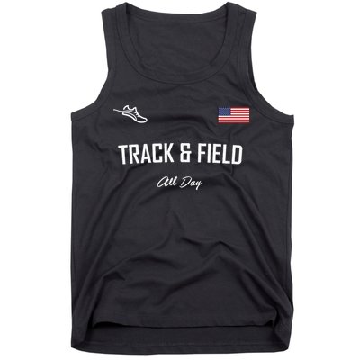 Track And Field Gifts Track Field All Day Usa Flag Tank Top
