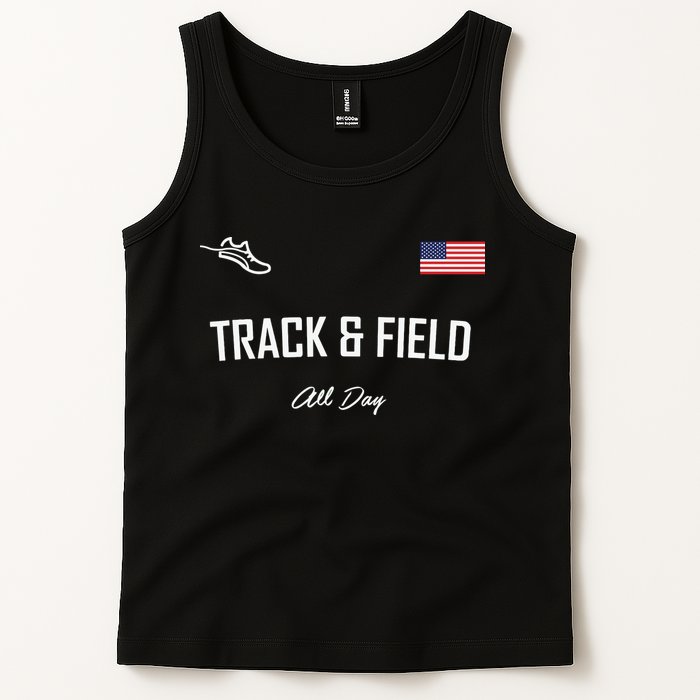 Track And Field Gifts Track Field All Day Usa Flag Tank Top