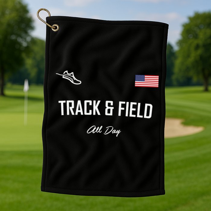 Track And Field Gifts Track Field All Day Usa Flag Golf Towel