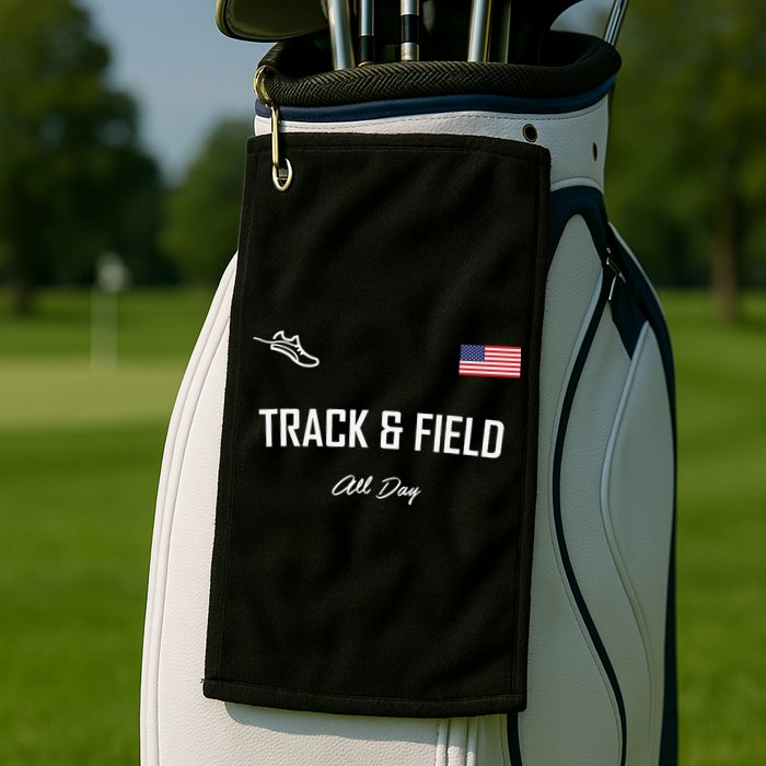 Track And Field Gifts Track Field All Day Usa Flag Golf Towel