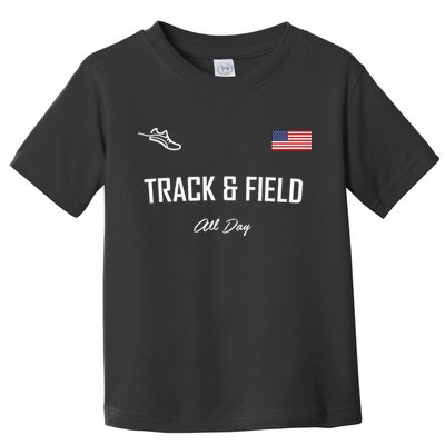 Track And Field Gifts Track Field All Day Usa Flag Toddler T-Shirt