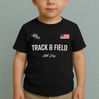 Track And Field Gifts Track Field All Day Usa Flag Toddler T-Shirt