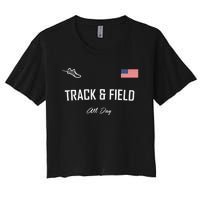 Track And Field Gifts Track Field All Day Usa Flag Women's Crop Top Tee