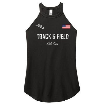 Track And Field Gifts Track Field All Day Usa Flag Women's Perfect Tri Rocker Tank