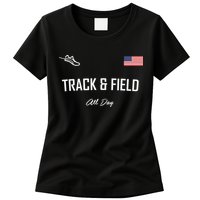 Track And Field Gifts Track Field All Day Usa Flag Womens T-Shirt