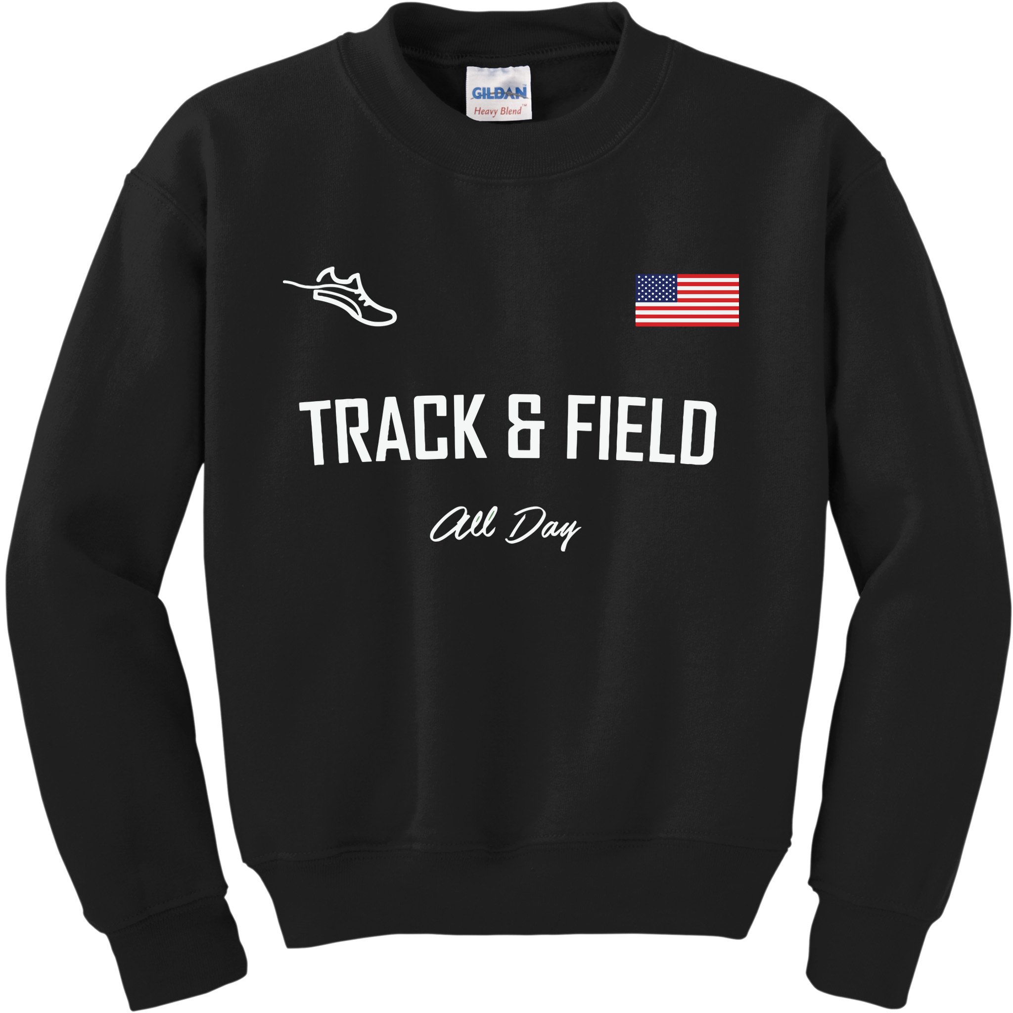 Track And Field Gifts Track Field All Day Usa Flag Kids Sweatshirt