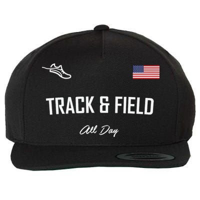 Track And Field Gifts Track Field All Day Usa Flag Wool Snapback Cap