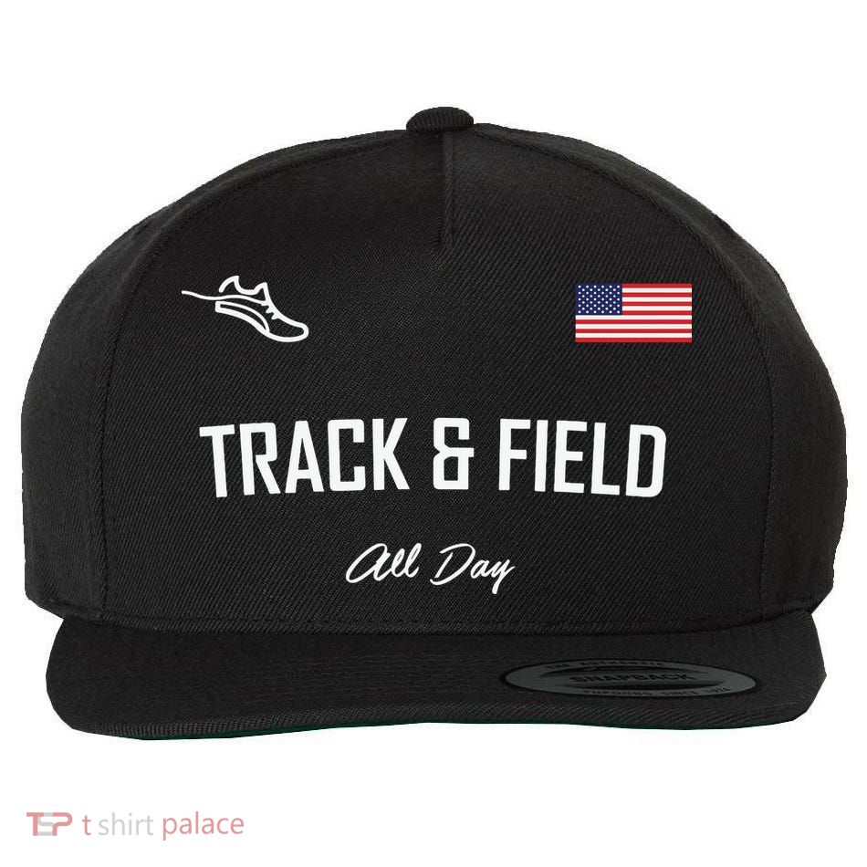 Track And Field Gifts Track Field All Day Usa Flag Wool Snapback Cap