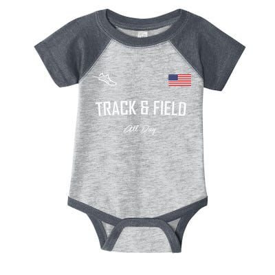 Track And Field Gifts Track Field All Day Usa Flag Infant Baby Jersey Bodysuit