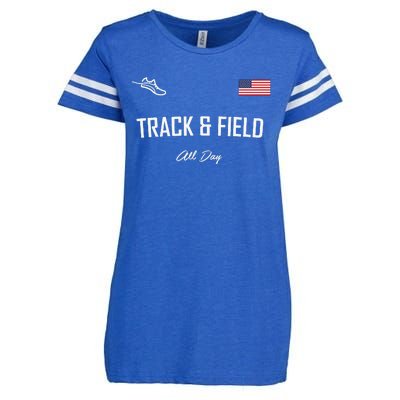 Track And Field Gifts Track Field All Day Usa Flag Enza Ladies Jersey Football T-Shirt