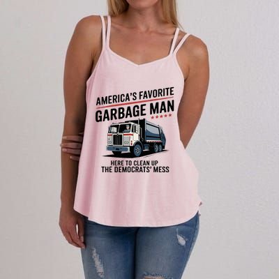 Trump AmericaS Favorite Garbage Man Trump In Trash Truck Women's Strappy Tank