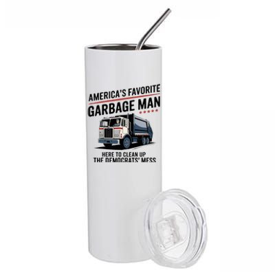 Trump AmericaS Favorite Garbage Man Trump In Trash Truck Stainless Steel Tumbler