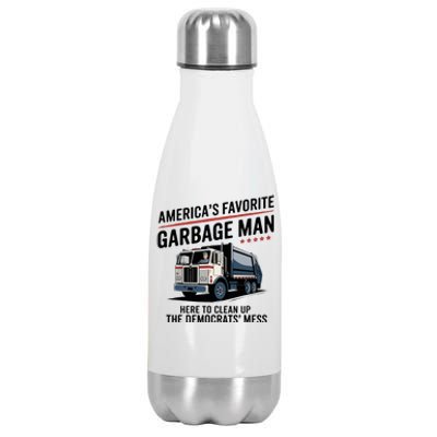 Trump AmericaS Favorite Garbage Man Trump In Trash Truck Stainless Steel Insulated Water Bottle