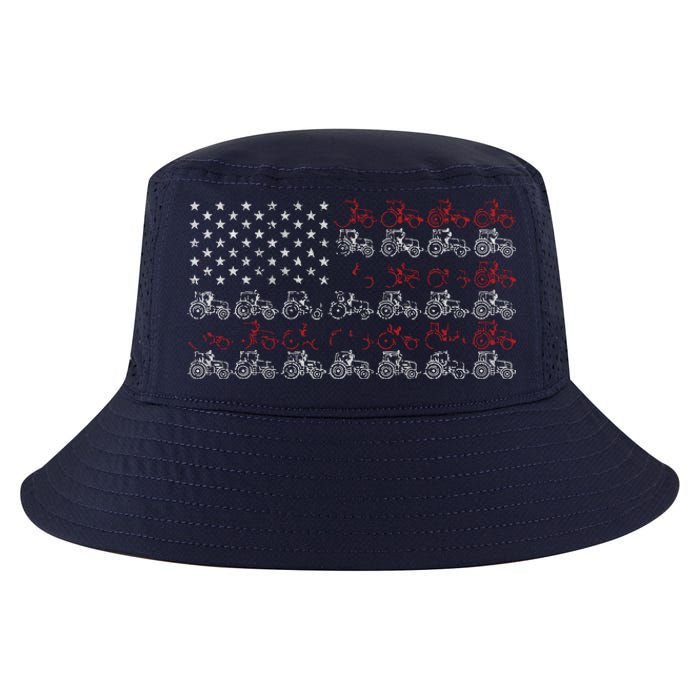 Tractor American Flag Farmer Cool Comfort Performance Bucket Hat