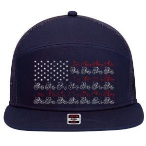 Tractor American Flag Farmer 7 Panel Mesh Trucker Snapback Hat