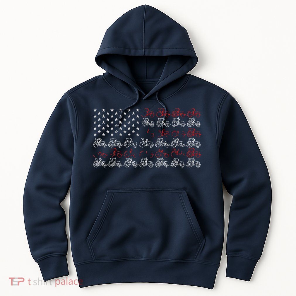 Tractor American Flag Farmer Hoodie