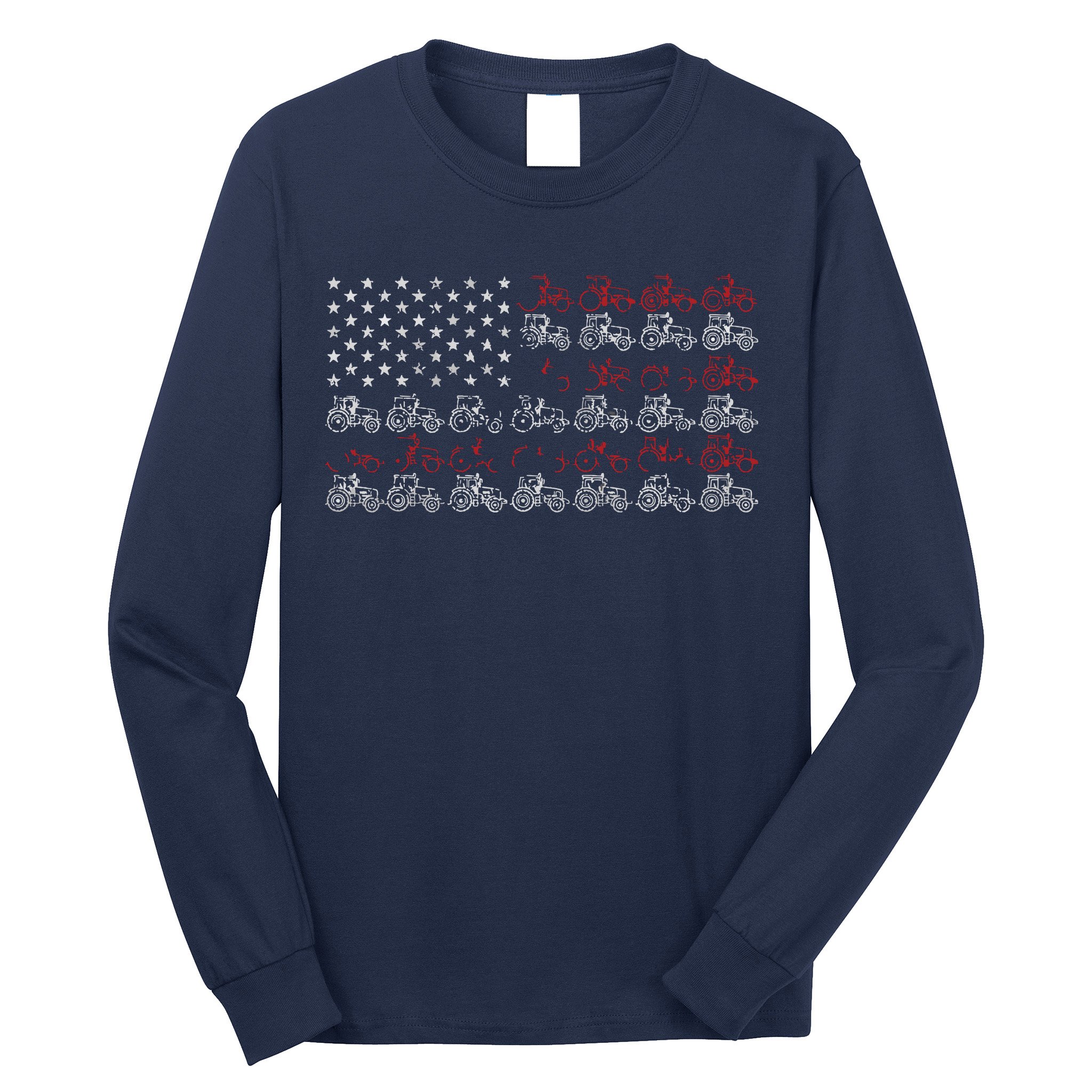 Tractor American Flag Farmer Long Sleeve Shirt