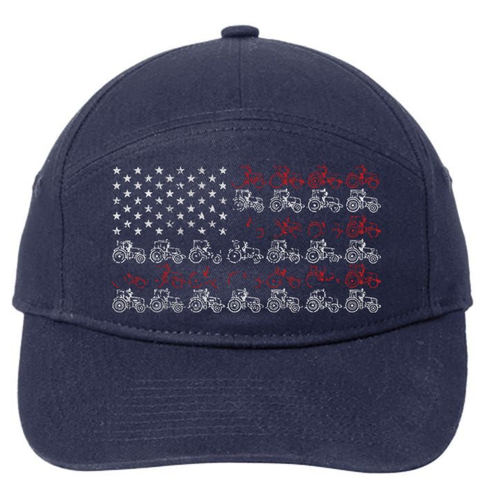 Tractor American Flag Farmer 7-Panel Snapback Hat