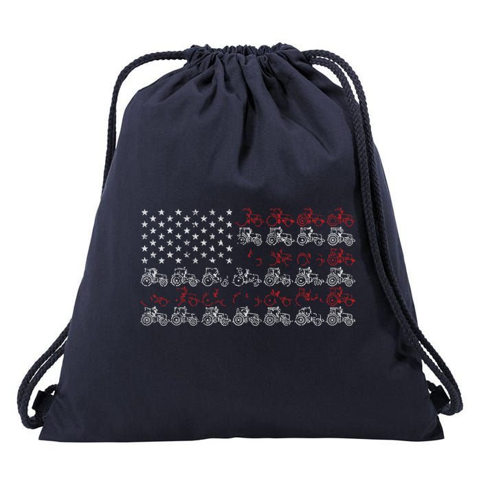 Tractor American Flag Farmer Drawstring Bag