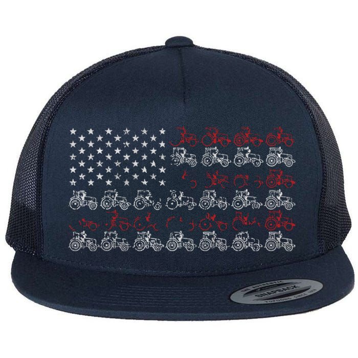 Tractor American Flag Farmer Flat Bill Trucker Hat