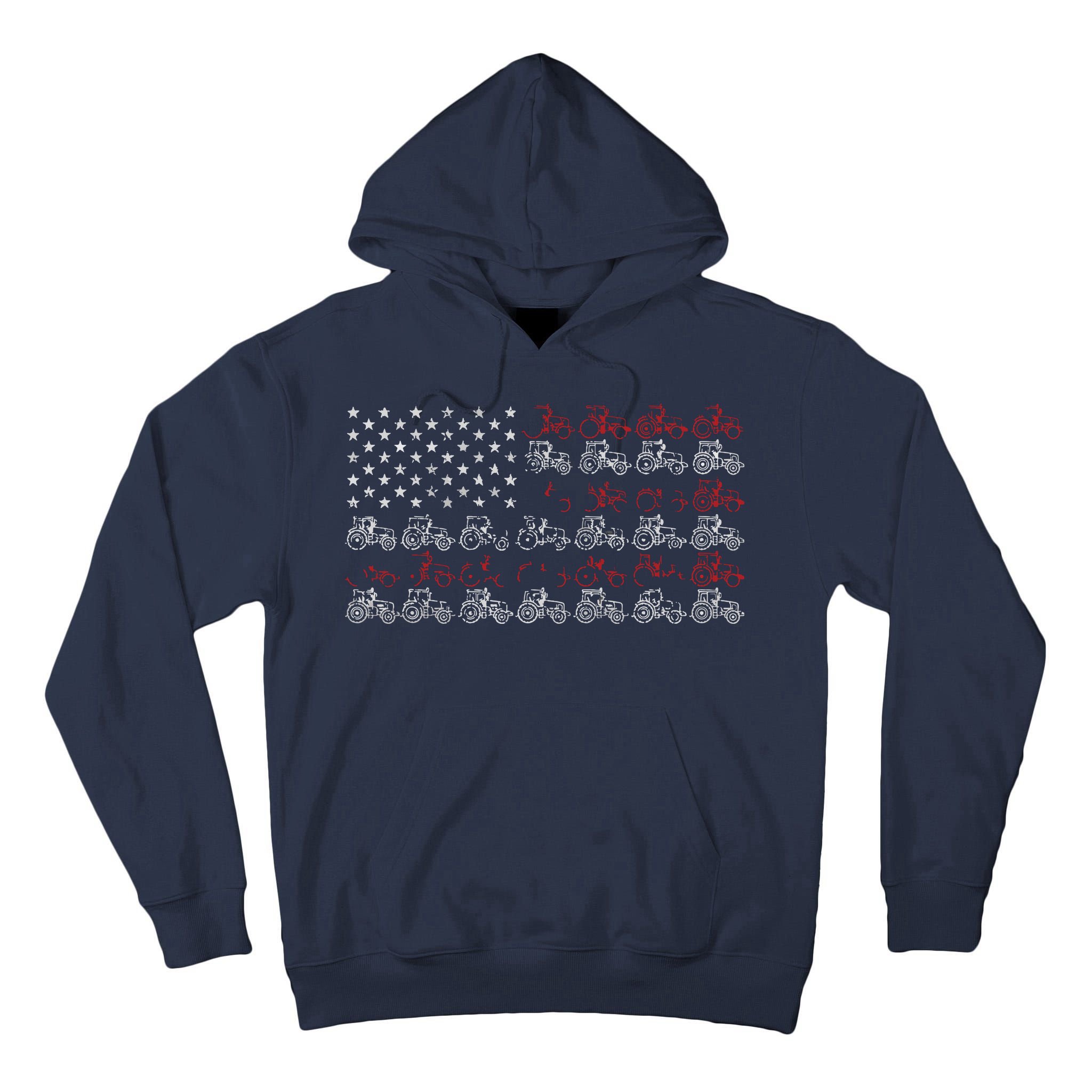 Tractor American Flag Farmer Tall Hoodie