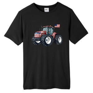 Tractor American Flag Farming 4th Of July Patriotic Farmer Tall Fusion ChromaSoft Performance T-Shirt