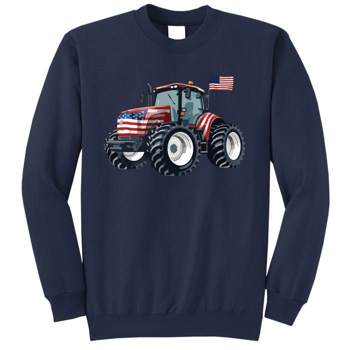 Tractor American Flag Farming 4th Of July Patriotic Farmer Sweatshirt