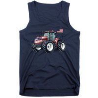 Tractor American Flag Farming 4th Of July Patriotic Farmer Tank Top