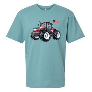 Tractor American Flag Farming 4th Of July Patriotic Farmer Sueded Cloud Jersey T-Shirt