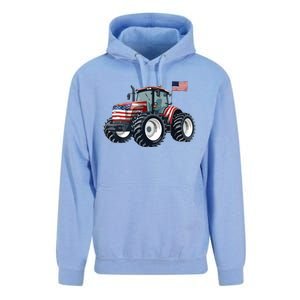 Tractor American Flag Farming 4th Of July Patriotic Farmer Unisex Surf Hoodie