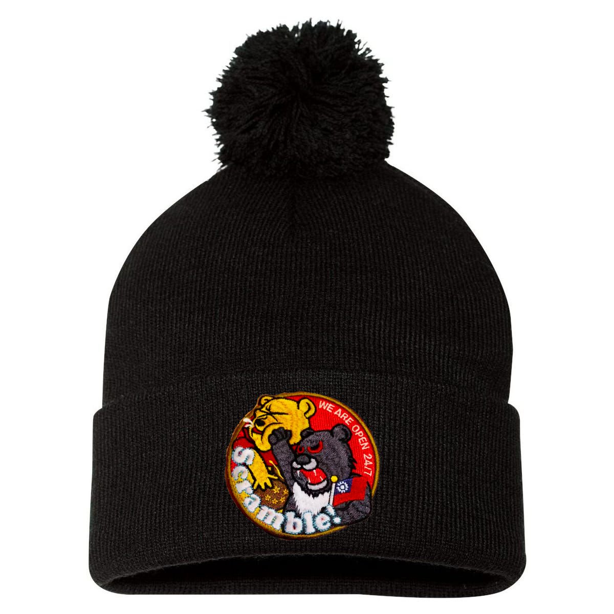 Taiwan Air Force Badge Taiwan Flag Pom Pom 12in Knit Beanie