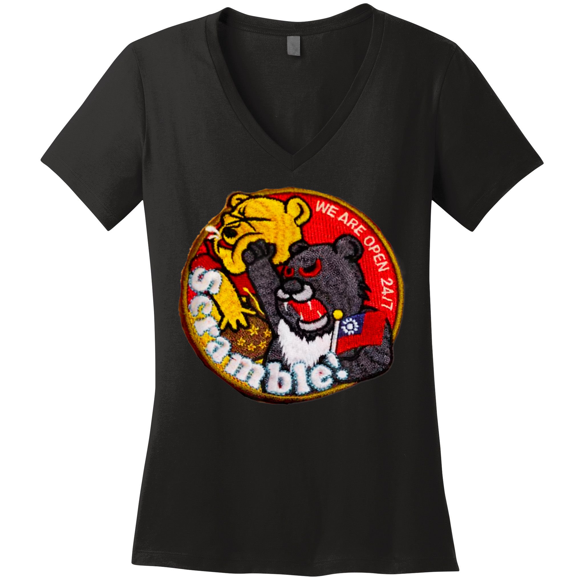 Taiwan Air Force Badge Taiwan Flag Women's V-Neck T-Shirt