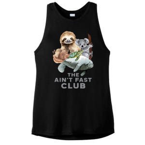 The Aint Fast Club Funny Cute Slow Animal Ladies PosiCharge Tri-Blend Wicking Tank