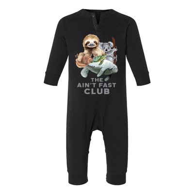 The Aint Fast Club Funny Cute Slow Animal Infant Fleece One Piece