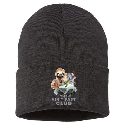 The Aint Fast Club Funny Cute Slow Animal Sustainable Knit Beanie