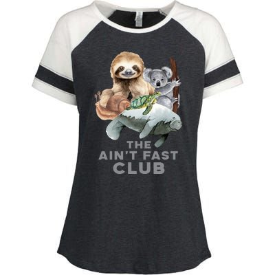 The Aint Fast Club Funny Cute Slow Animal Enza Ladies Jersey Colorblock Tee