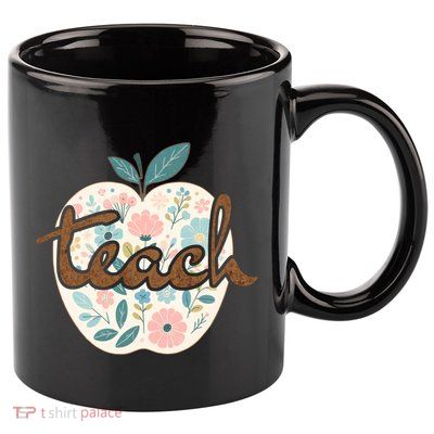 Teacher Apple Floral 11oz C Handle Ceramic Mug