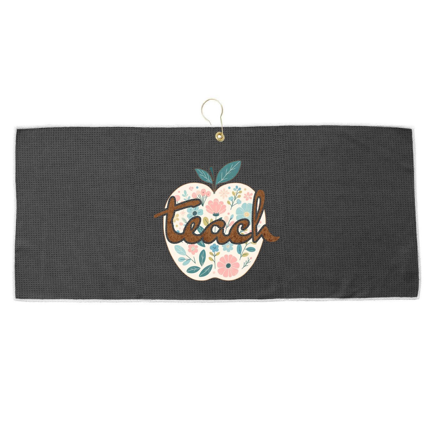 Teacher Apple Floral Large Microfiber Waffle Golf Towel