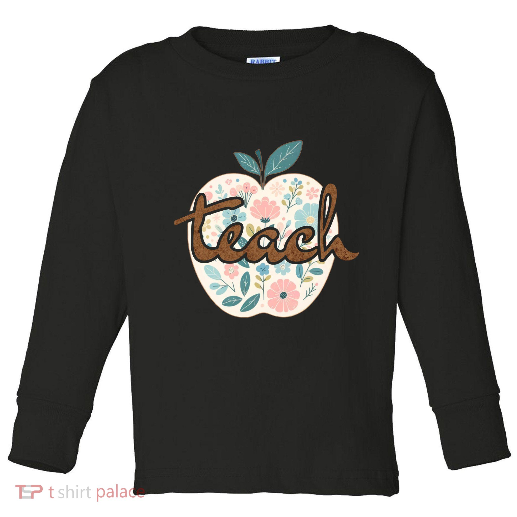 Teacher Apple Floral Toddler Long Sleeve Shirt