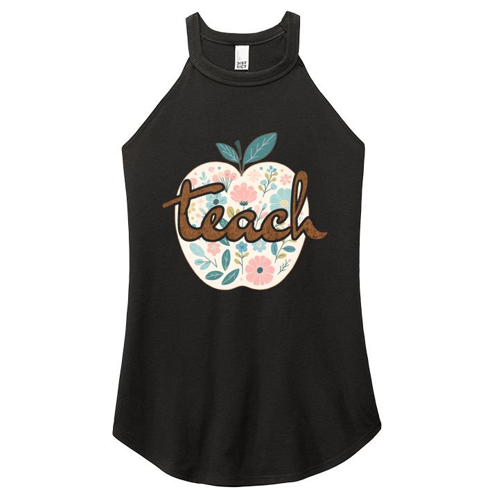 Teacher Apple Floral Women's Perfect Tri Rocker Tank