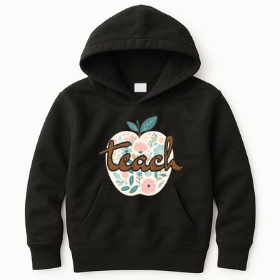 Teacher Apple Floral Kids Hoodie