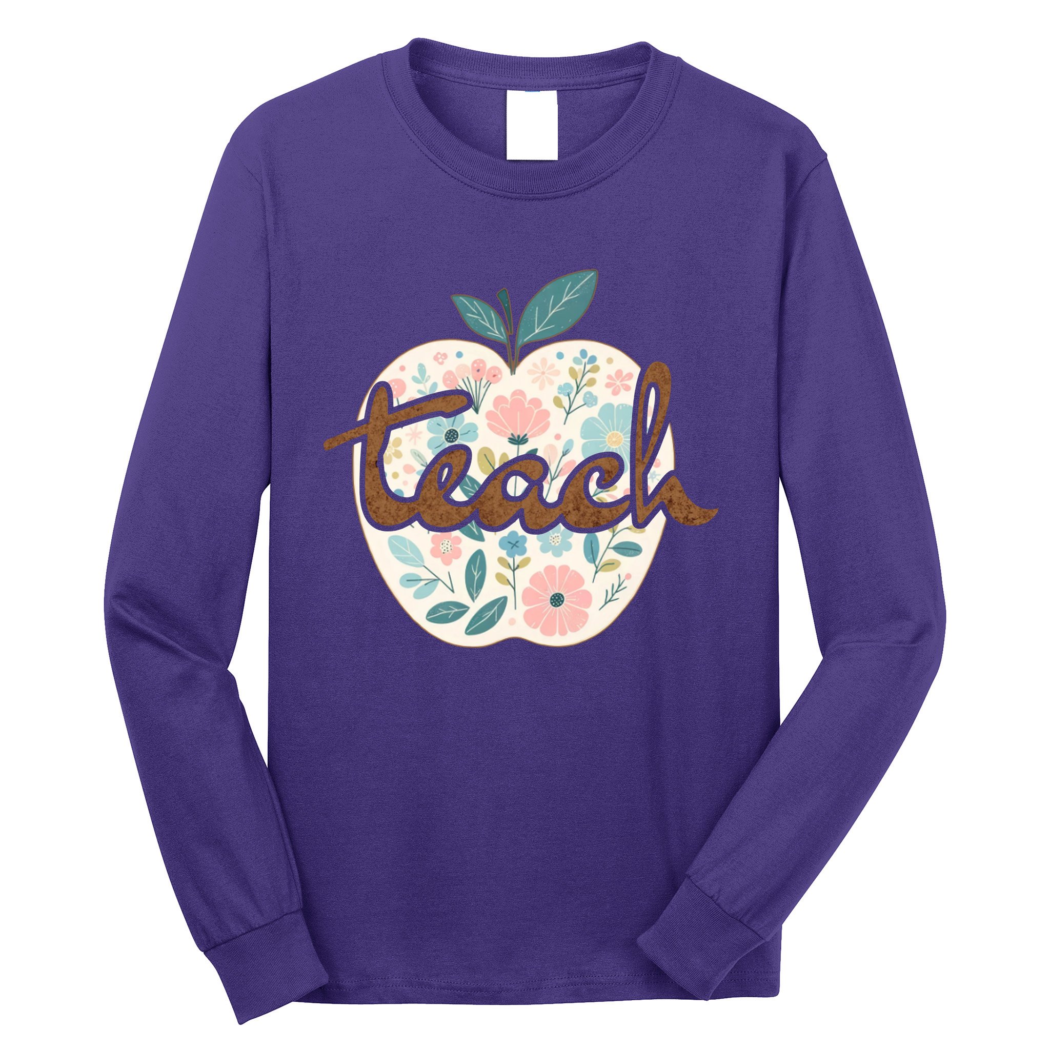 Teacher Apple Floral Long Sleeve Shirt