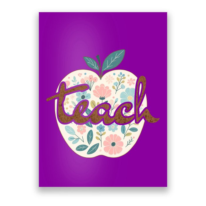 Teacher Apple Floral Poster