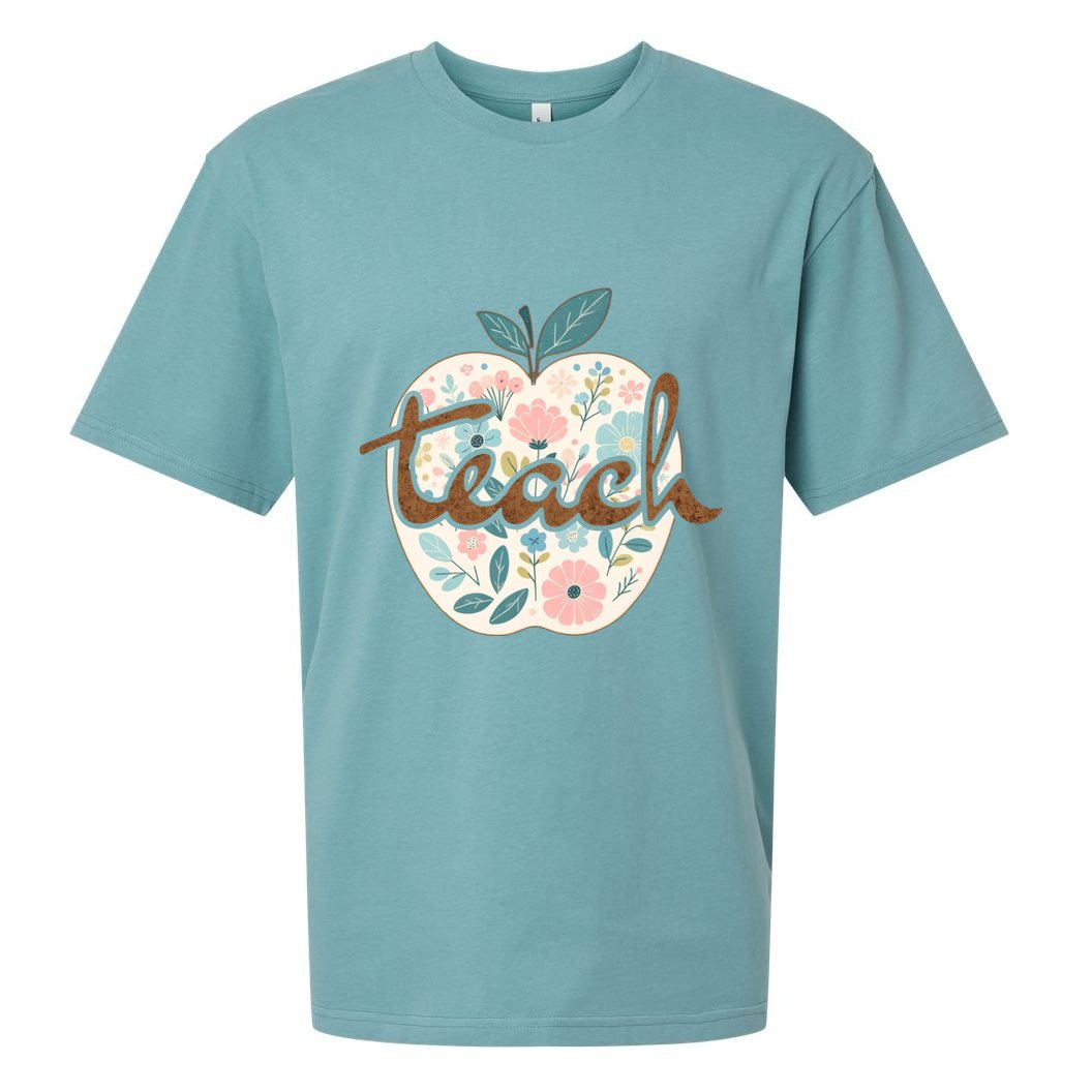 Teacher Apple Floral Sueded Cloud Jersey T-Shirt